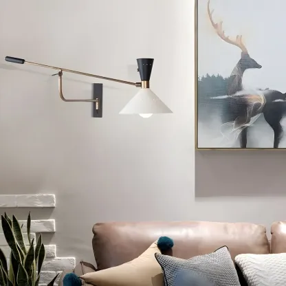 Modern Iron Shade Metal Swing Arm Wall Light Image - 3