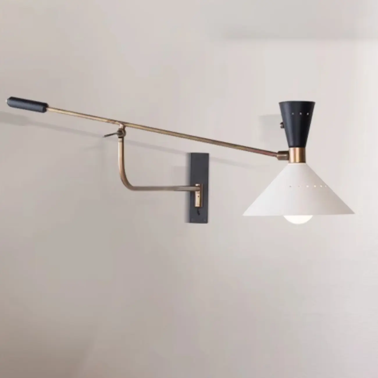 Modern Iron Shade Metal Swing Arm Wall Light Image - 4 | homeyfad