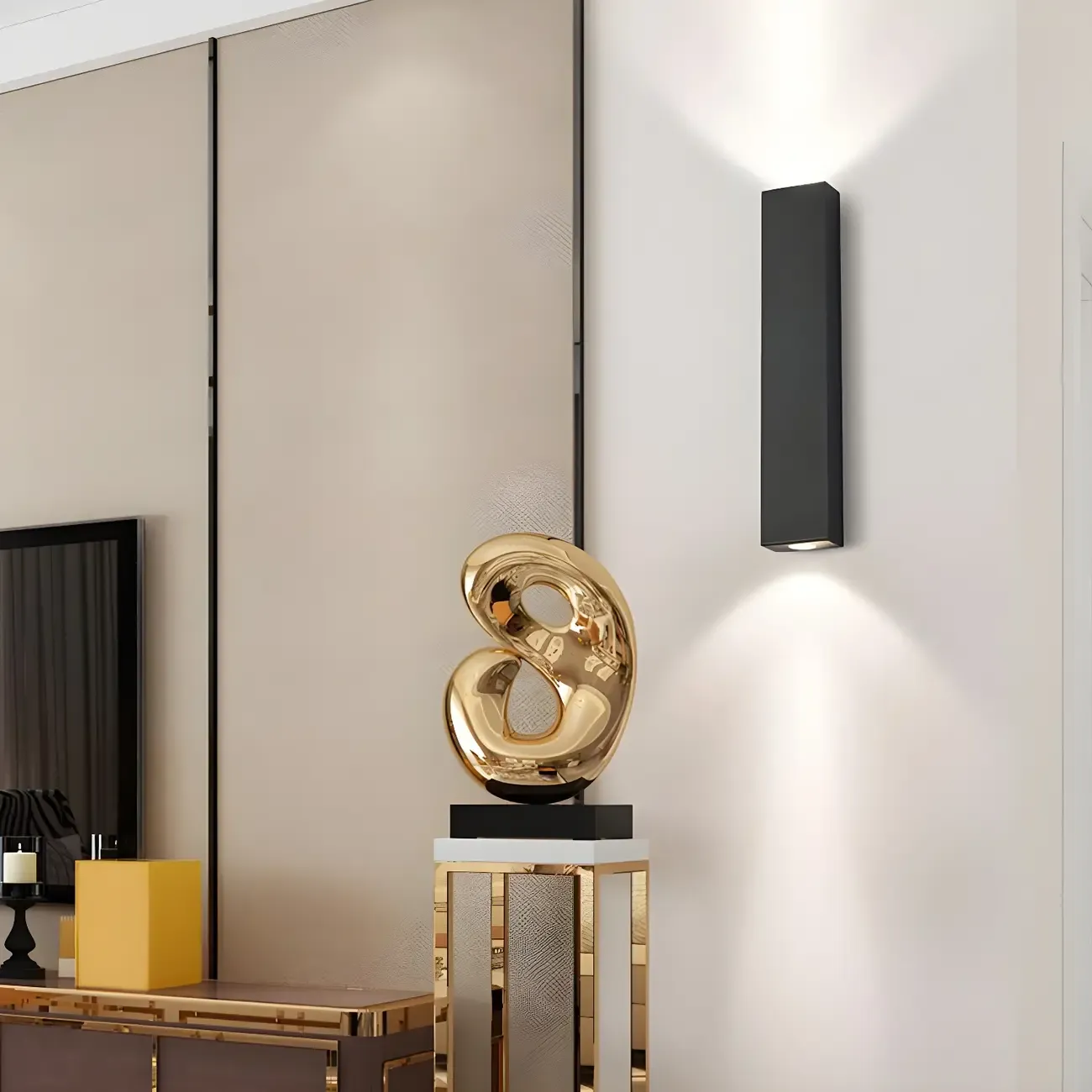 Indoor Black Aluminum Geometric Modern 2-Light Wall Light Image - 3