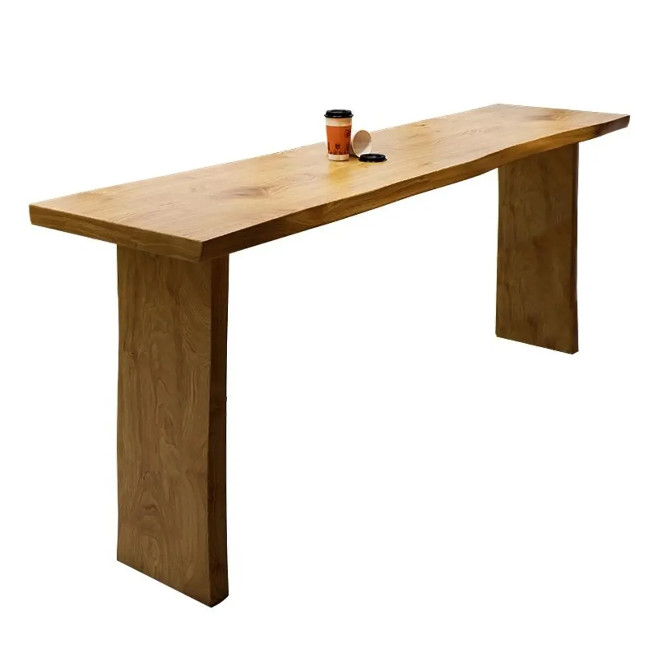 Modern Light Brown Pine Wood Double Pedestal Bar Tables Image - 5