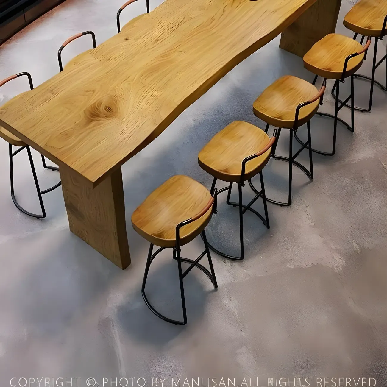 Modern Light Brown Pine Wood Double Pedestal Bar Tables Image - 6