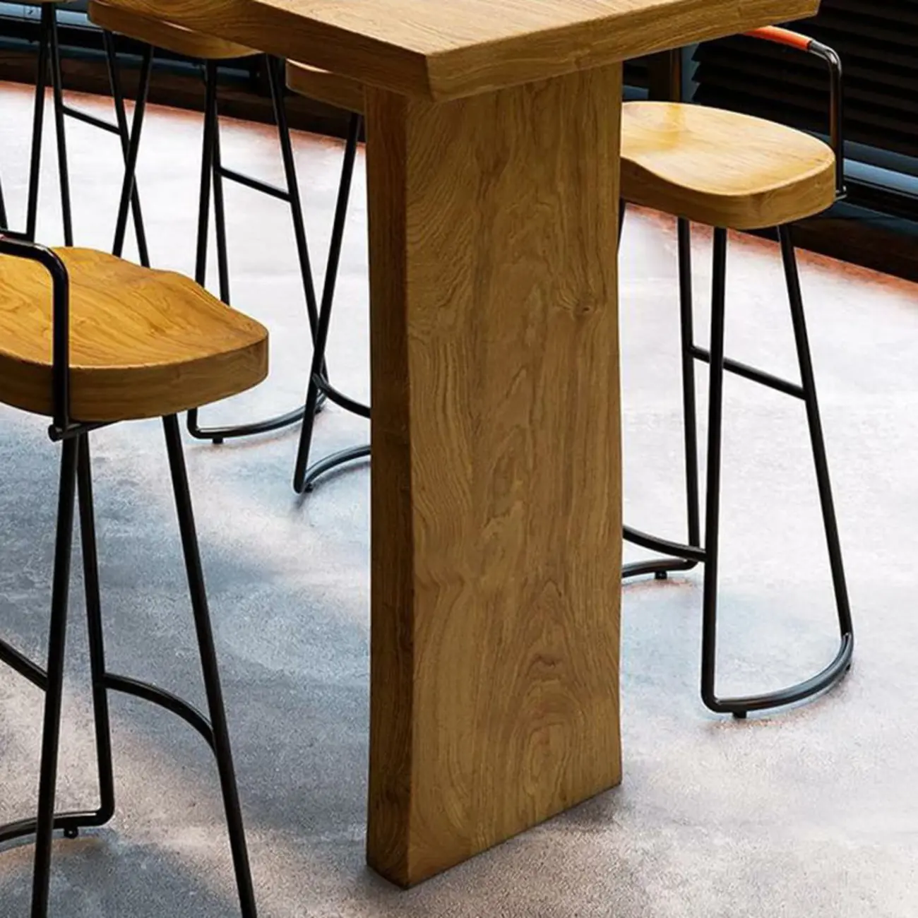 Modern Light Brown Pine Wood Double Pedestal Bar Tables Image - 7 | homeyfad