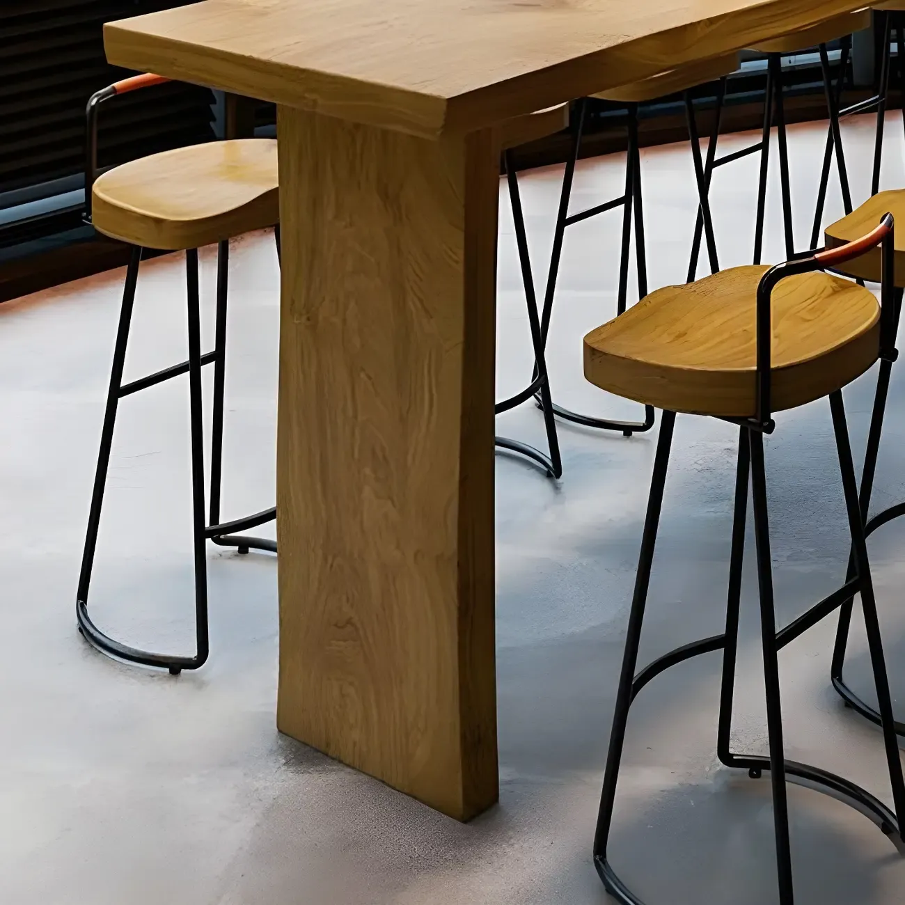 Modern Light Brown Pine Wood Double Pedestal Bar Tables Image - 9