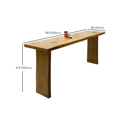 Modern Light Brown Pine Wood Double Pedestal Bar Tables Image - 20