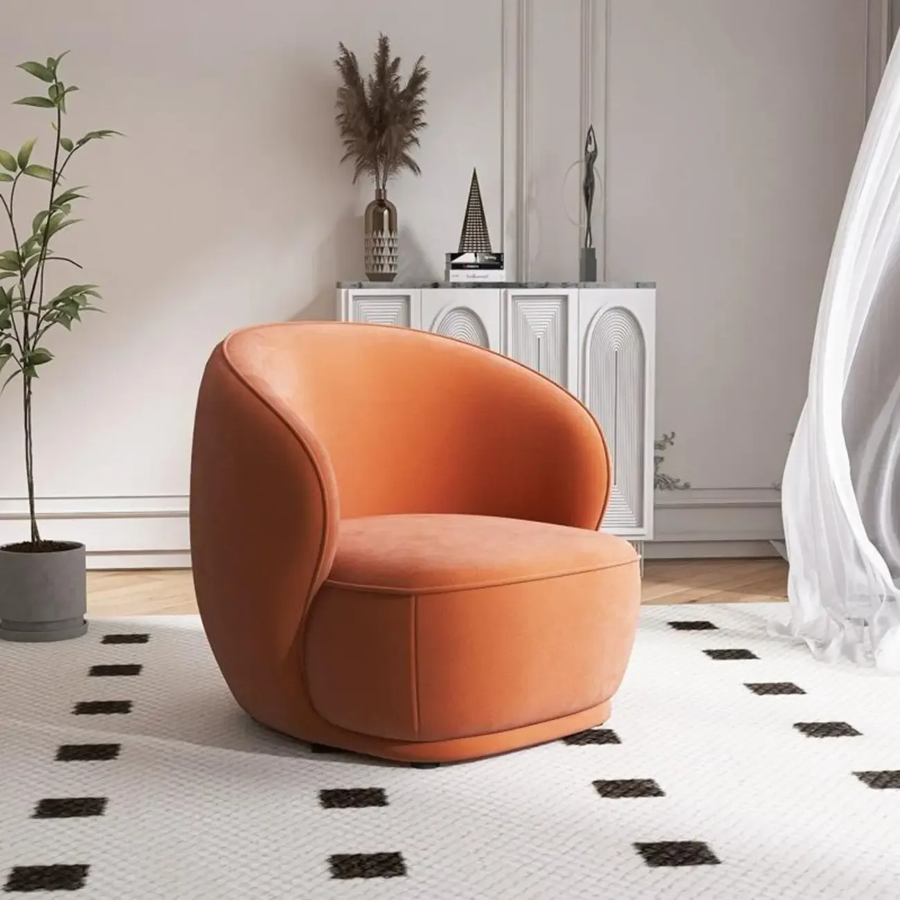 Classic Fabric Accent Chair with Arms for Living Room Image - 2