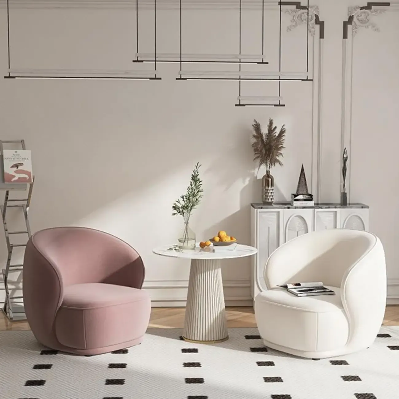 Classic Fabric Accent Chair with Arms for Living Room Image - 4