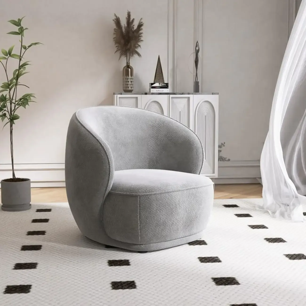 Classic Fabric Accent Chair with Arms for Living Room Image - 5