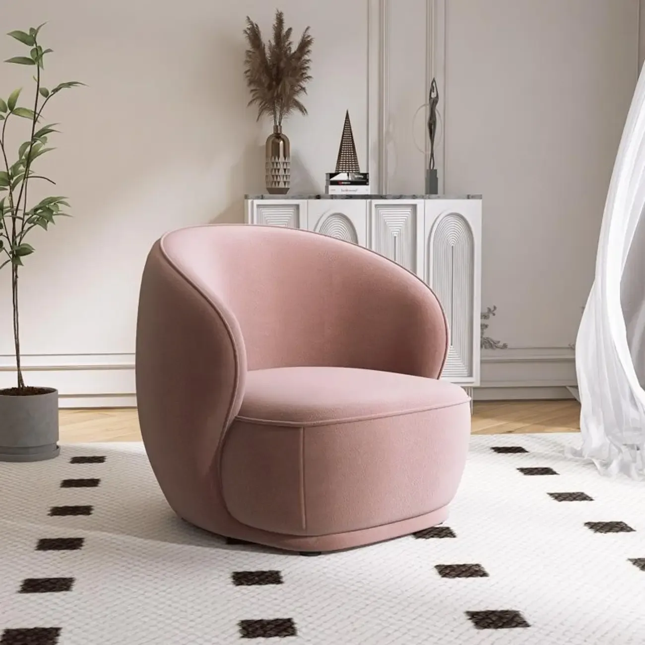 Classic Fabric Accent Chair with Arms for Living Room Image - 7