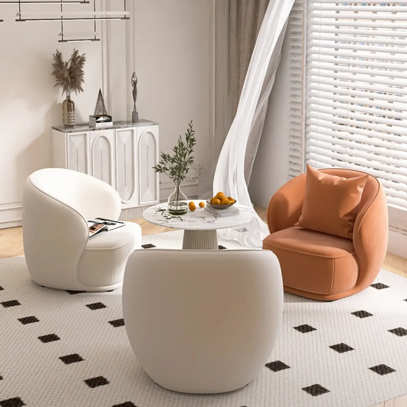 Classic Fabric Accent Chair with Arms for Living Room Image - 8