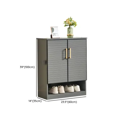 Metal Grey Shoe Cabinet with Open Bottom Shelf #size