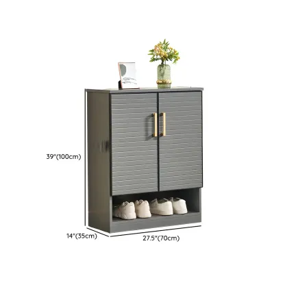 Metal Grey Shoe Cabinet with Open Bottom Shelf Image - 22