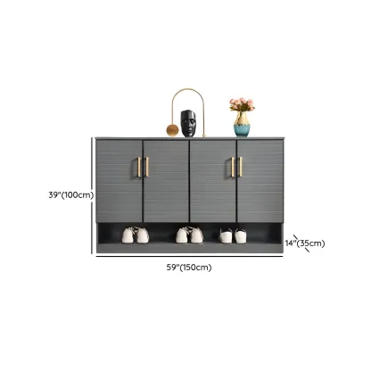 Metal Grey Shoe Cabinet with Open Bottom Shelf Image - 24