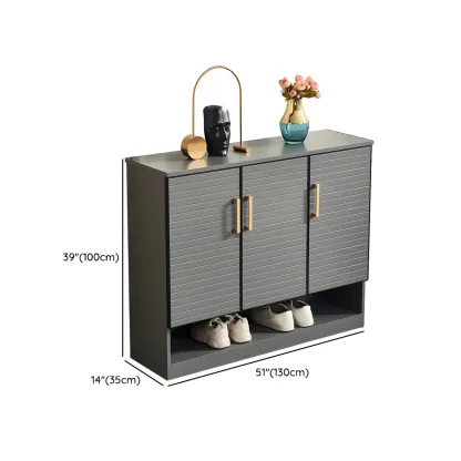 Metal Grey Shoe Cabinet with Open Bottom Shelf Image - 27