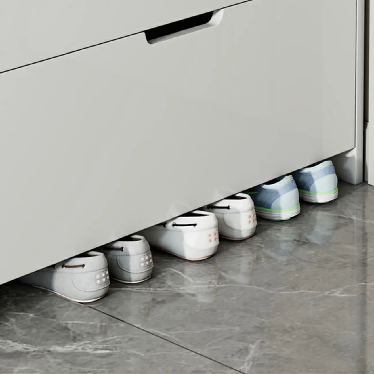 3-Tier White Wood Shoe Cabinet with Drop Front Image - 11 | homeyfad