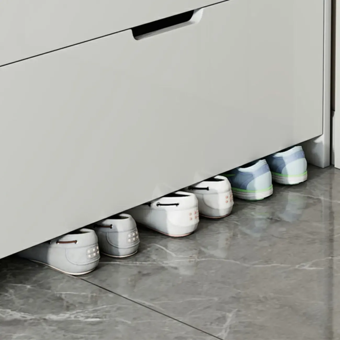 3-Tier White Wood Shoe Cabinet with Drop Front Image - 11