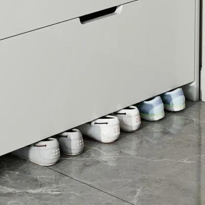 3-Tier White Wood Shoe Cabinet with Drop Front Image - 11