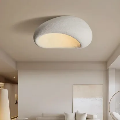 Nordic Stone-Shaped Plastic Flush Mount LED Ceiling Light Image - 3