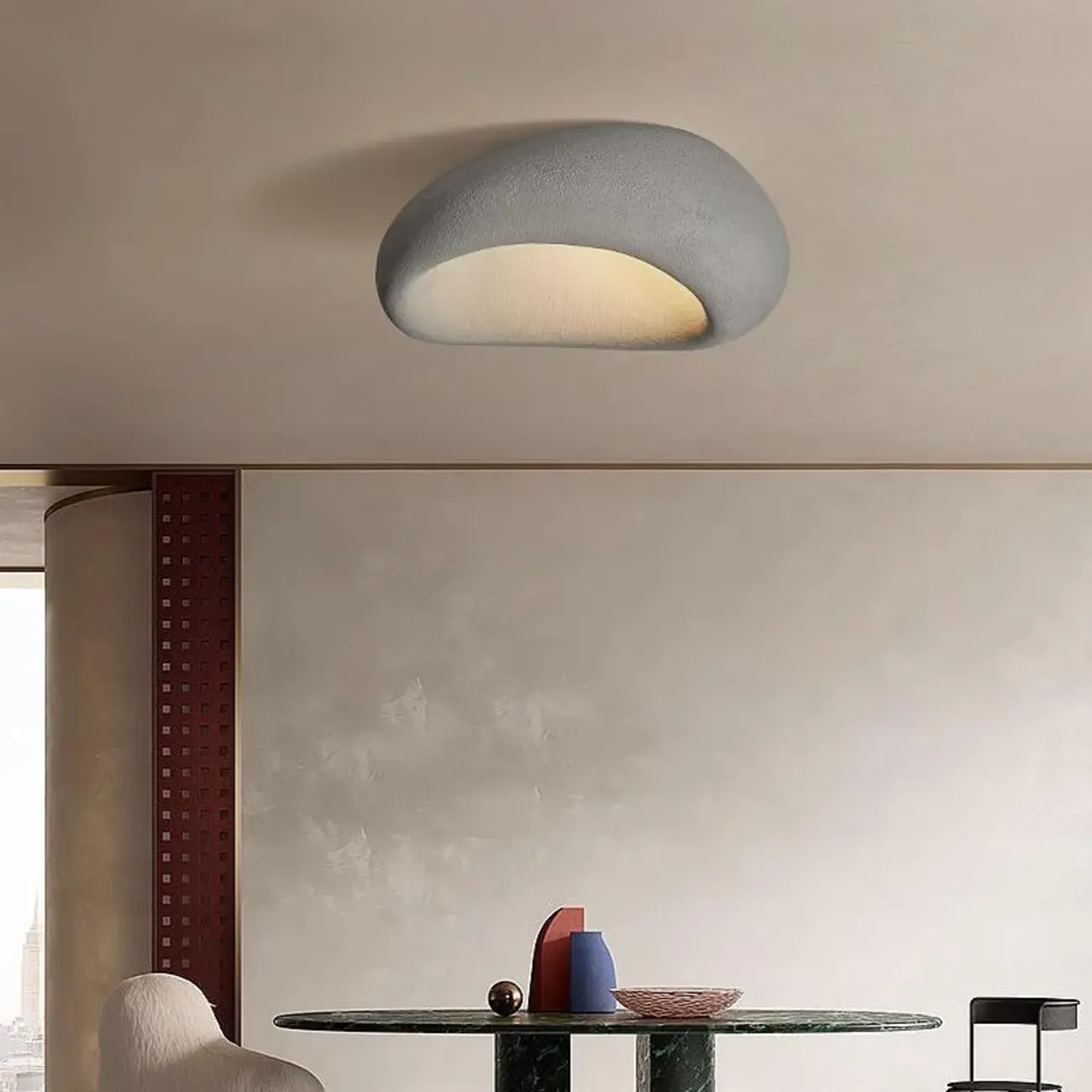 Nordic Stone-Shaped Plastic Flush Mount LED Ceiling Light Image - 2