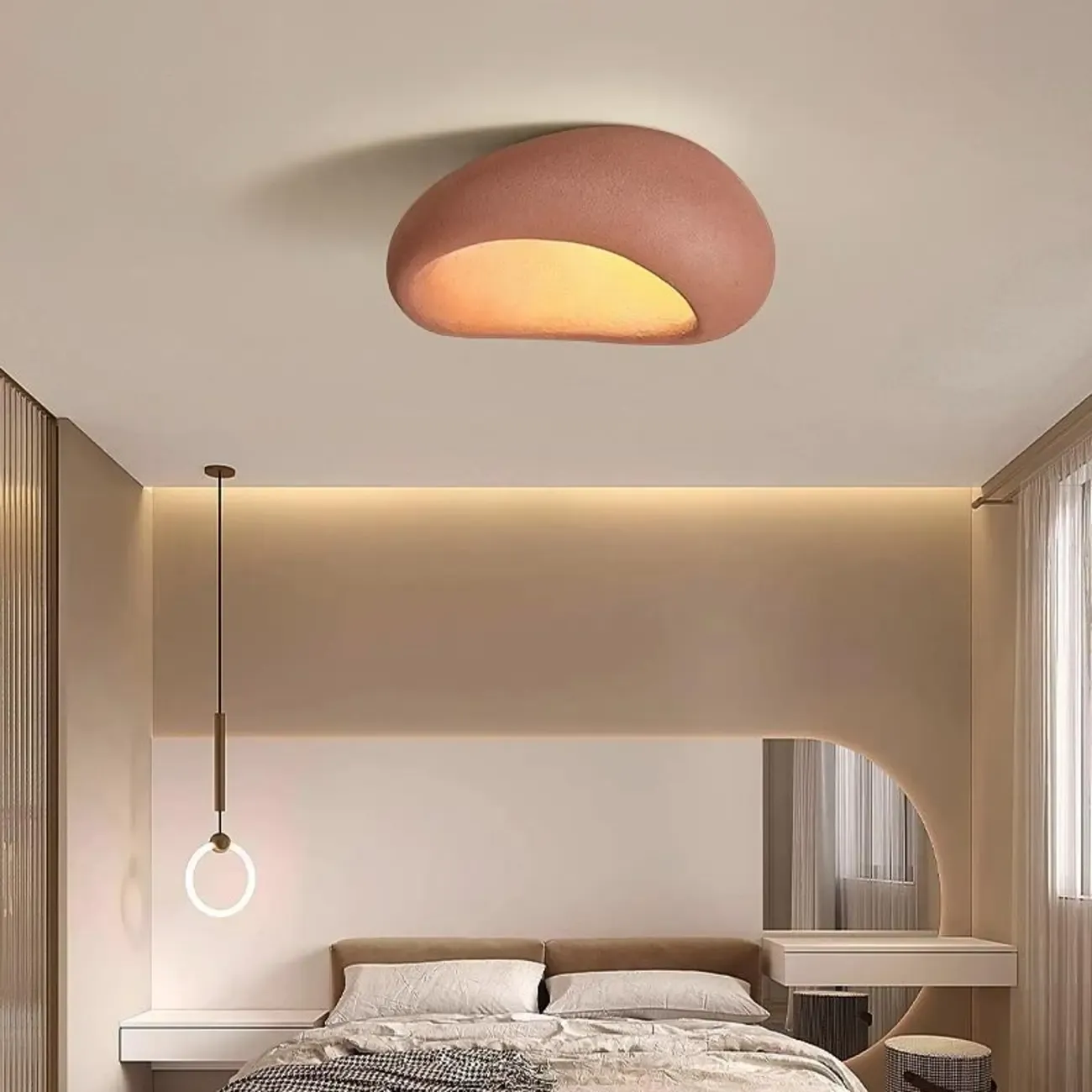Nordic Stone-Shaped Plastic Flush Mount LED Ceiling Light Image - 1
