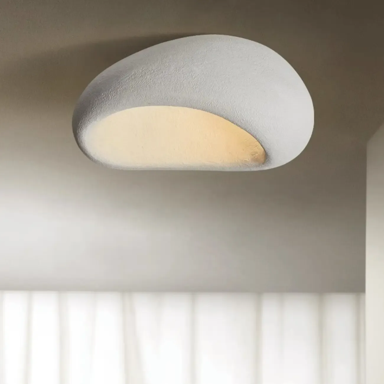 Nordic Stone-Shaped Plastic Flush Mount LED Ceiling Light Image - 7