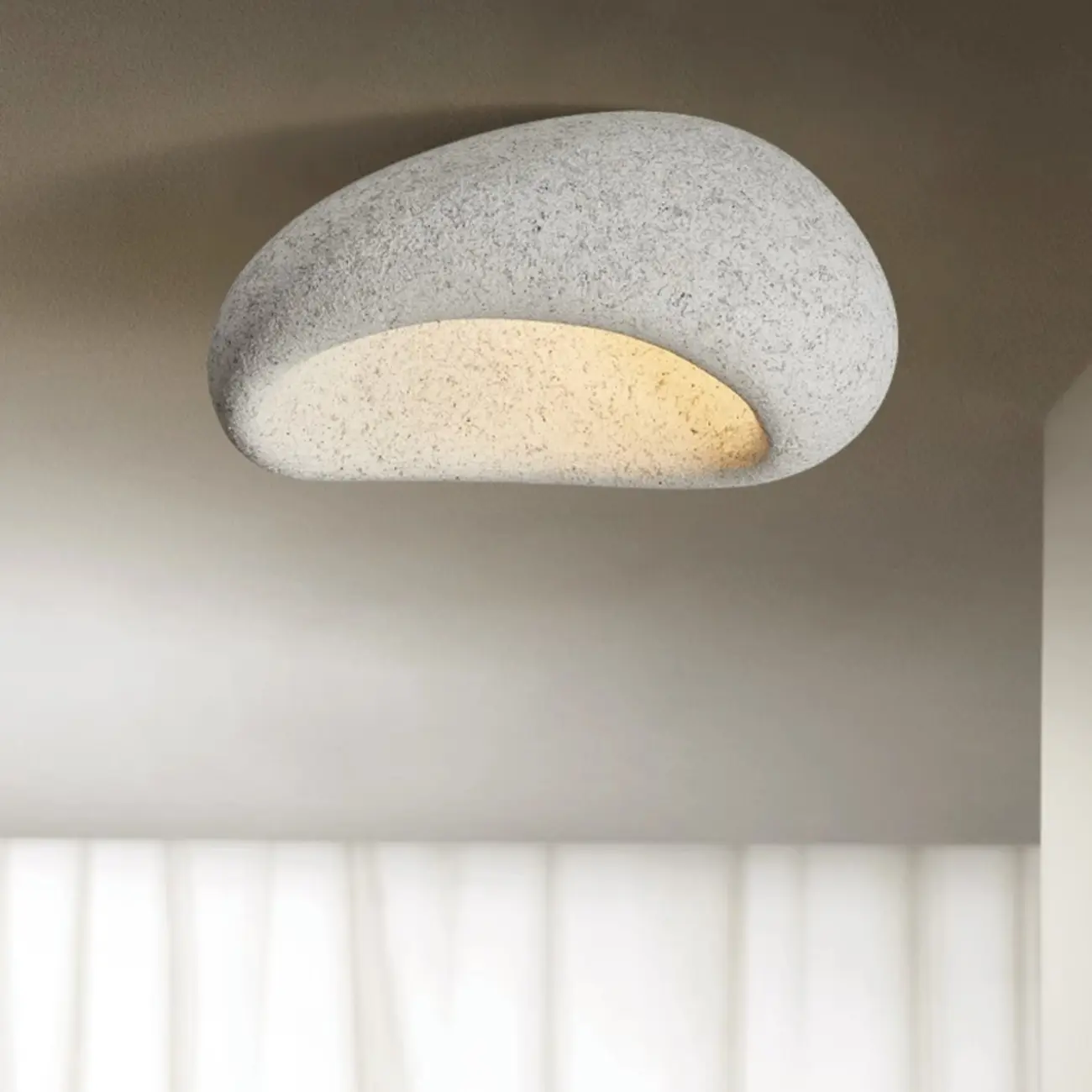Nordic Stone-Shaped Plastic Flush Mount LED Ceiling Light Image - 8 | homeyfad