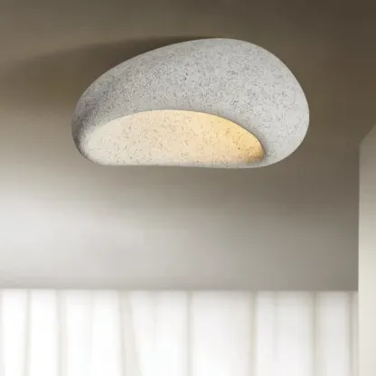 Nordic Stone-Shaped Plastic Flush Mount LED Ceiling Light Image - 8