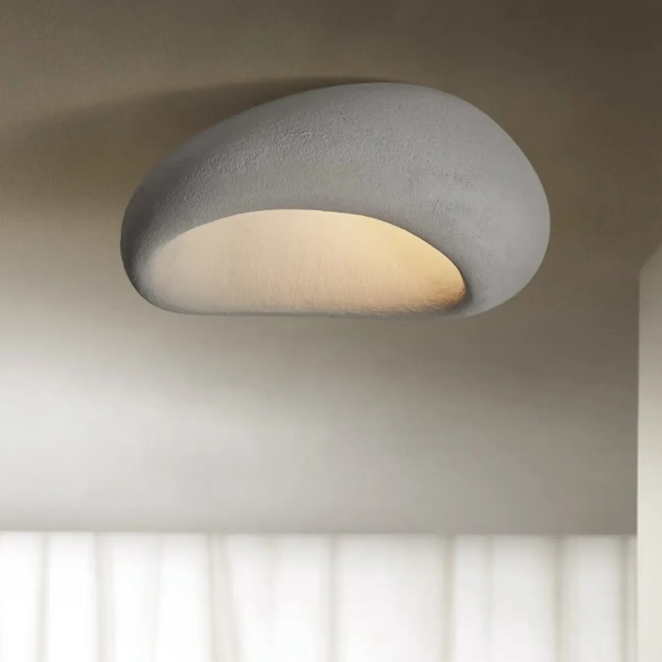 Nordic Stone-Shaped Plastic Flush Mount LED Ceiling Light Image - 9