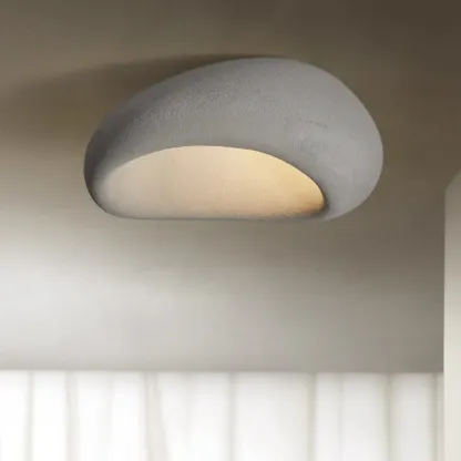 Nordic Stone-Shaped Plastic Flush Mount LED Ceiling Light Image - 9