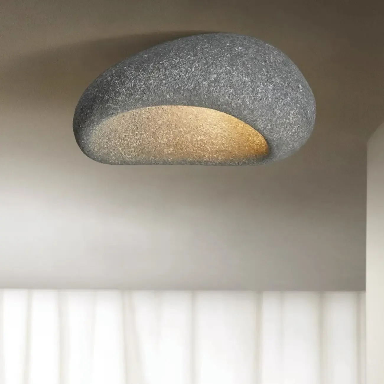 Nordic Stone-Shaped Plastic Flush Mount LED Ceiling Light Image - 11