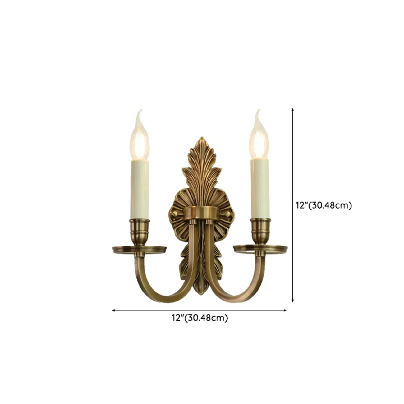 Timeless Brass Candle Wall Sconce with 2 Lights for Indoor