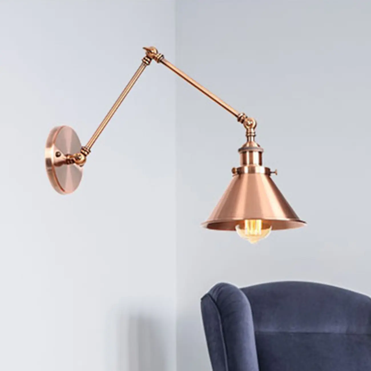 16-Inch Swing Arm Retro Metal Adjustable Wall Light Image - 2 | homeyfad