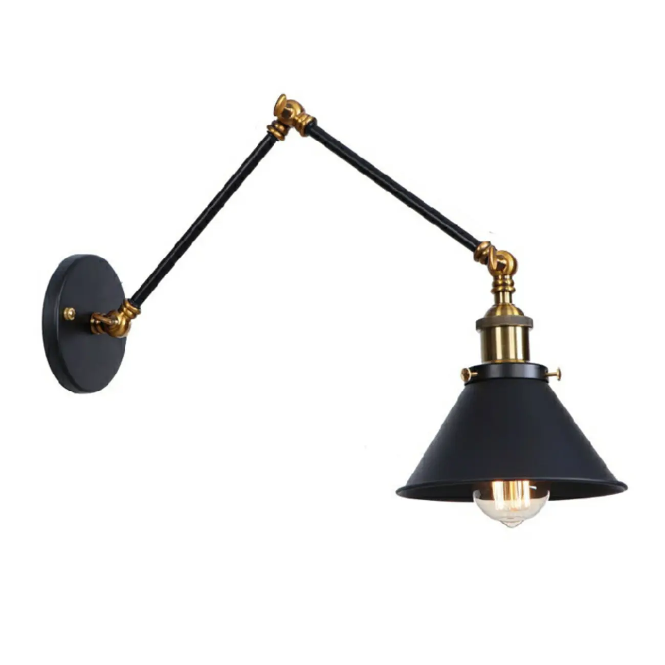 16-Inch Swing Arm Retro Metal Adjustable Wall Light Image - 5 | homeyfad