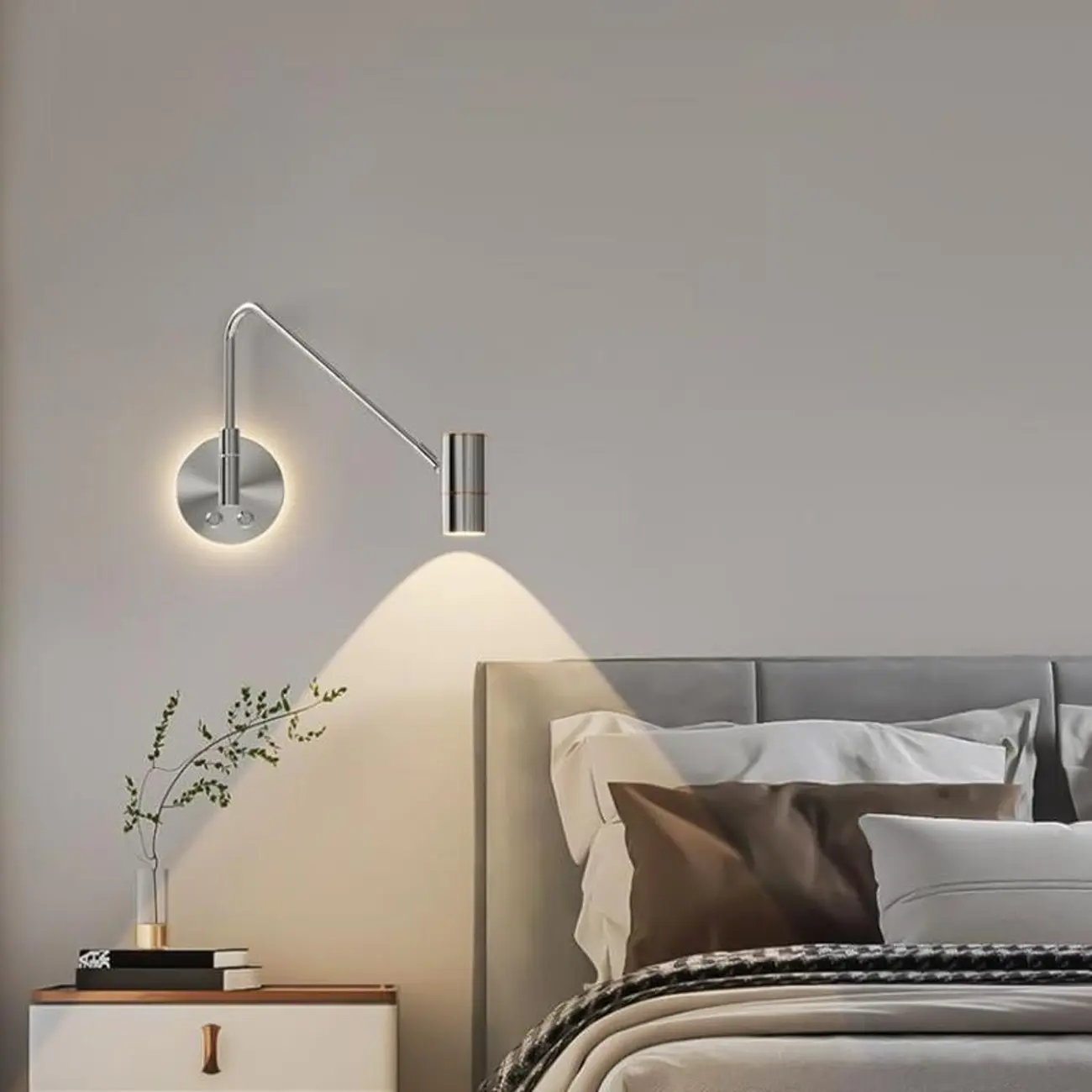Dimmable Touch Swing Arm Wall Light for Bedside Reading | homeyfad