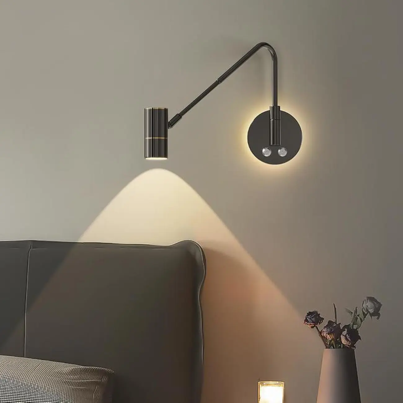 Dimmable Touch Swing Arm Wall Light for Bedside Reading | homeyfad