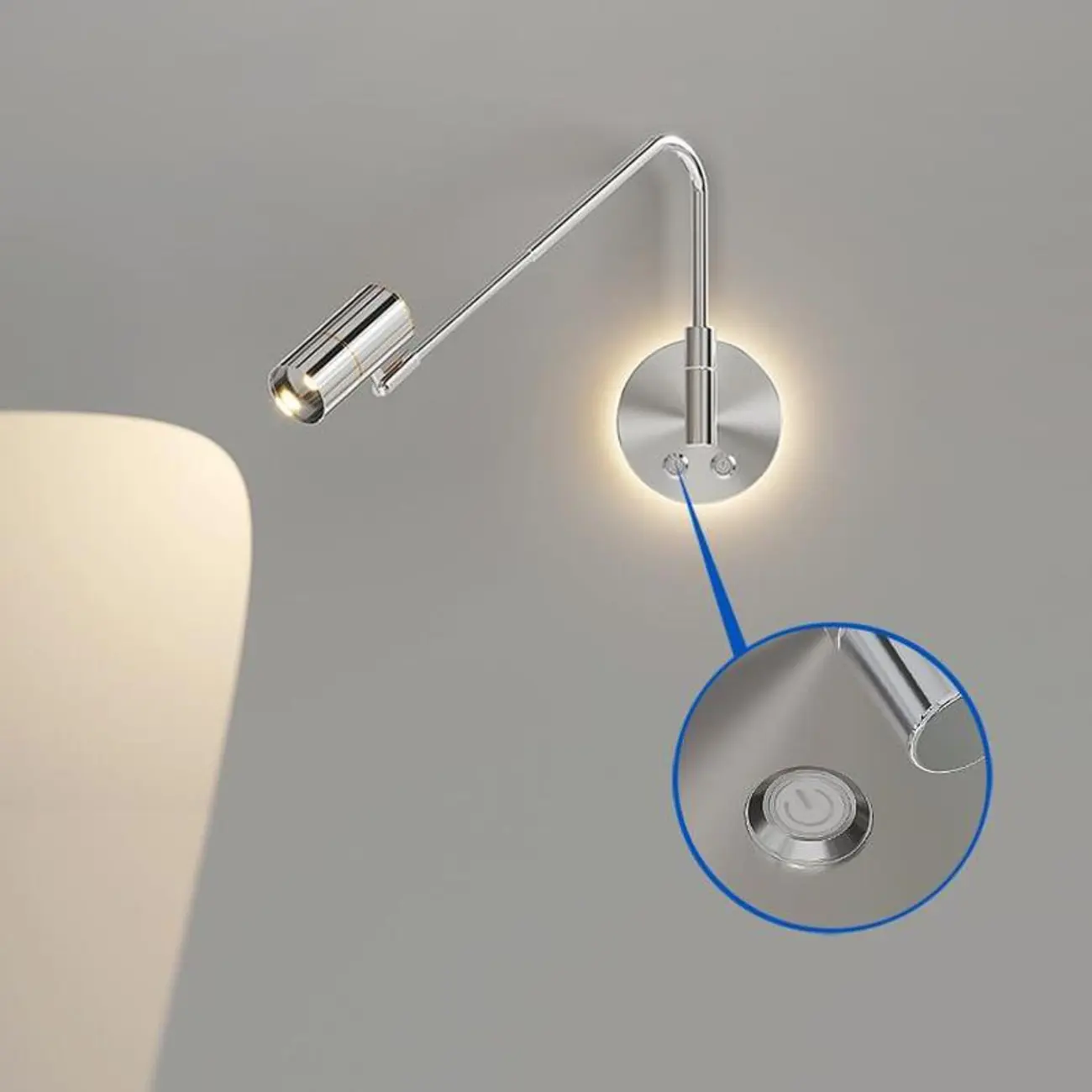 Dimmable Touch Swing Arm Wall Light for Bedside Reading | homeyfad