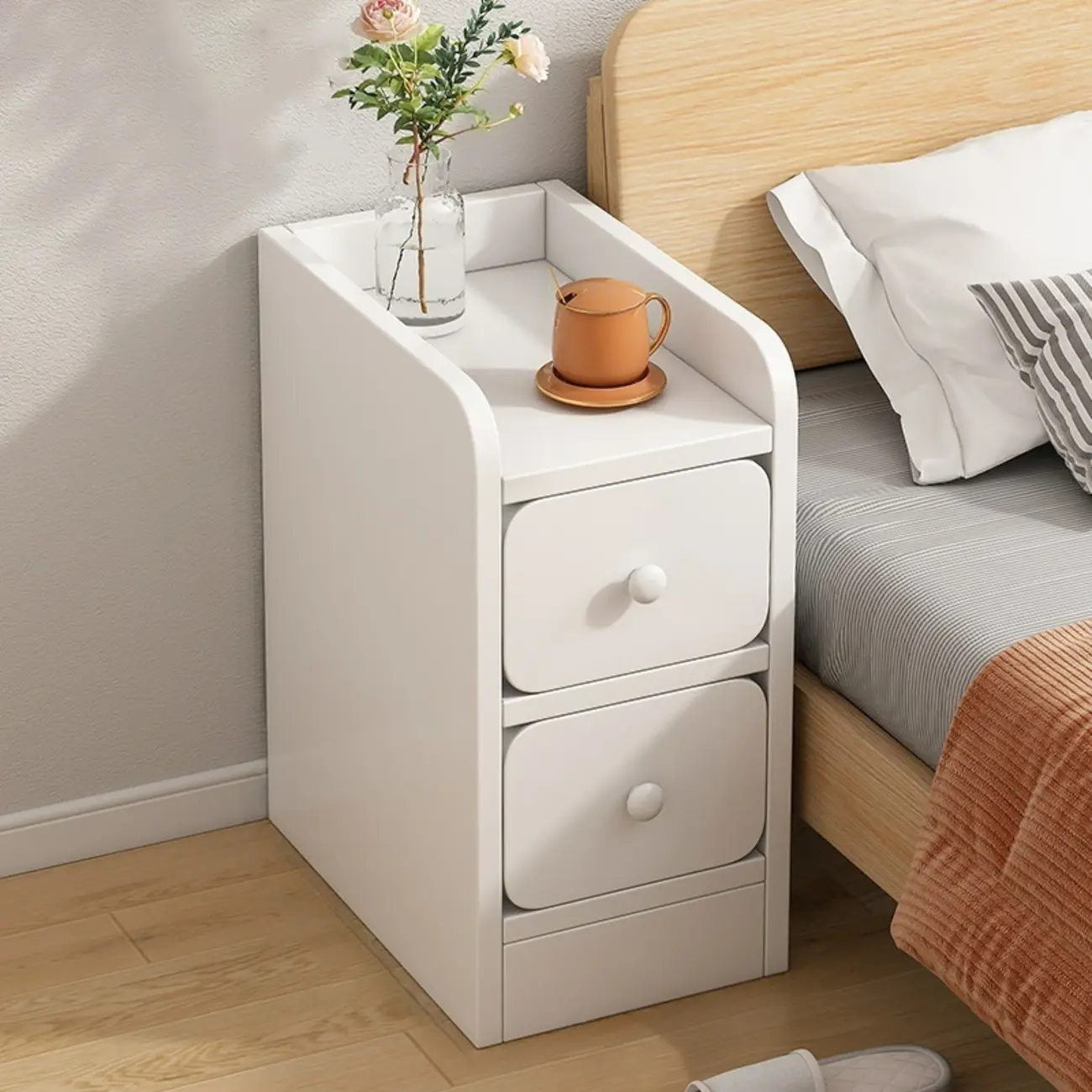 Scandinavian Wooden Bedside Table Two-Drawers Nightstand Image - 1 | homeyfad