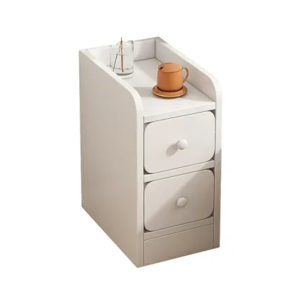 Scandinavian Wooden Bedside Table Two-Drawers Nightstand Image - 10