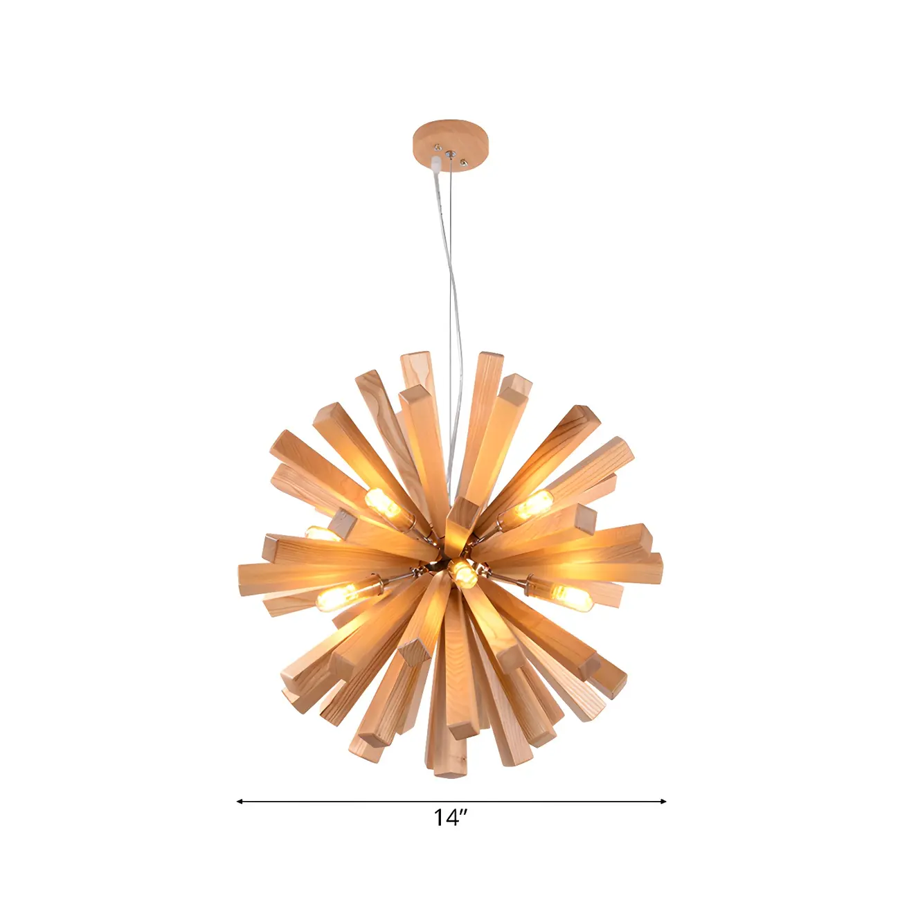 Modern Wood Starburst Chandelier for Dining Room Image - 4 | homeyfad