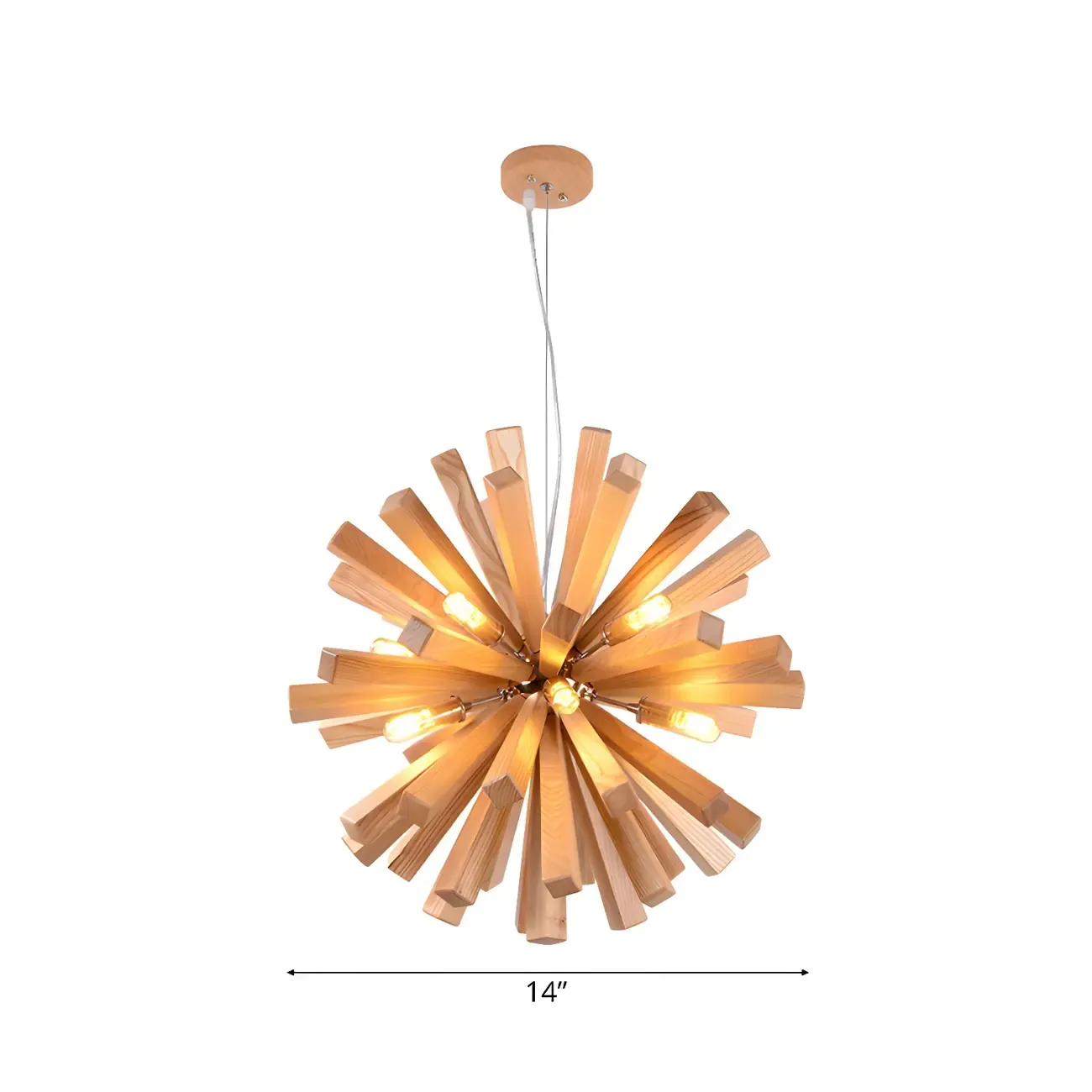 Modern Wood Starburst Chandelier for Dining Room Image - 4