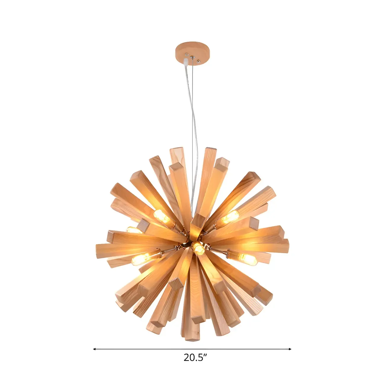 Modern Wood Starburst Chandelier for Dining Room Image - 5