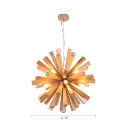 Modern Wood Starburst Chandelier for Dining Room Image - 5