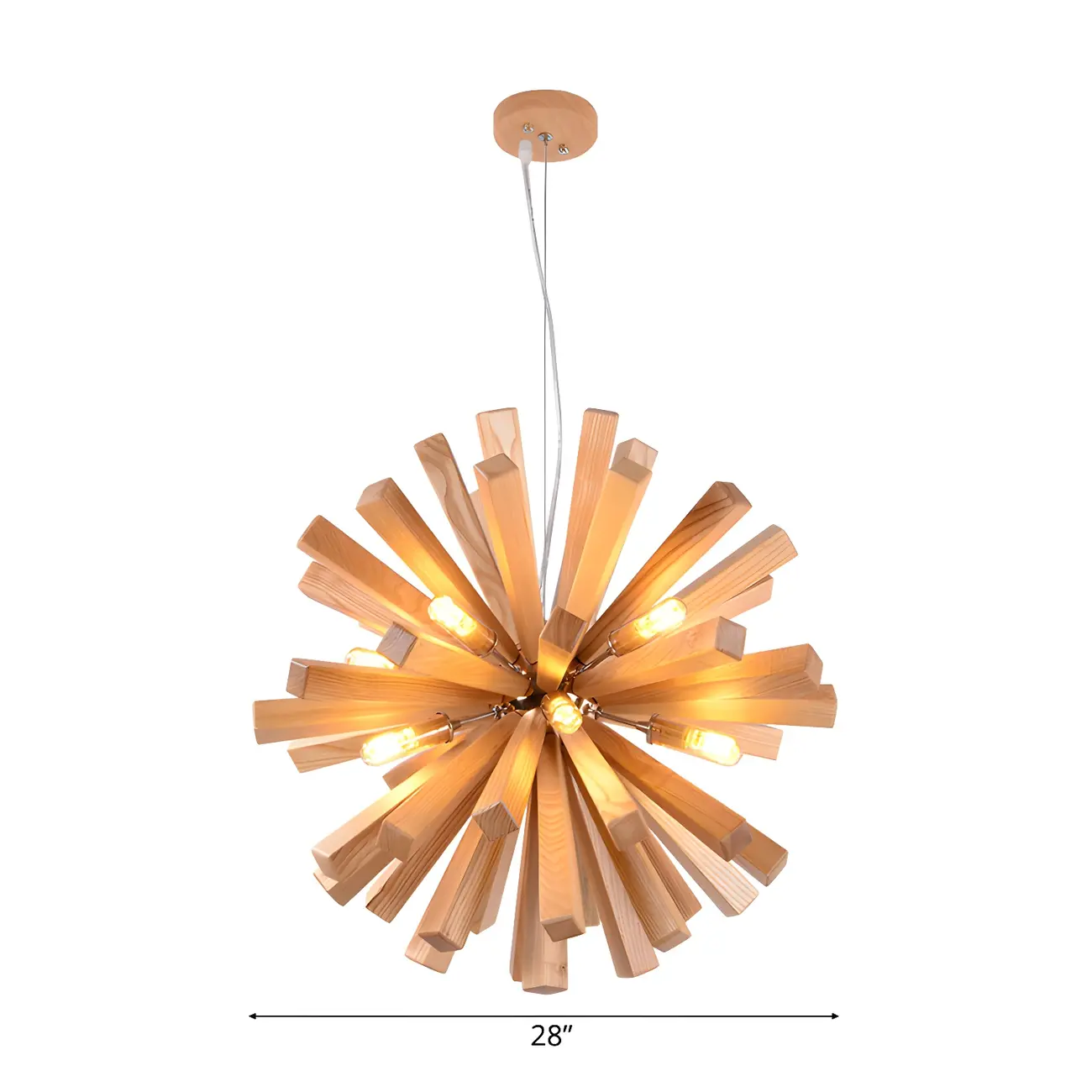 Modern Wood Starburst Chandelier for Dining Room Image - 6 | homeyfad