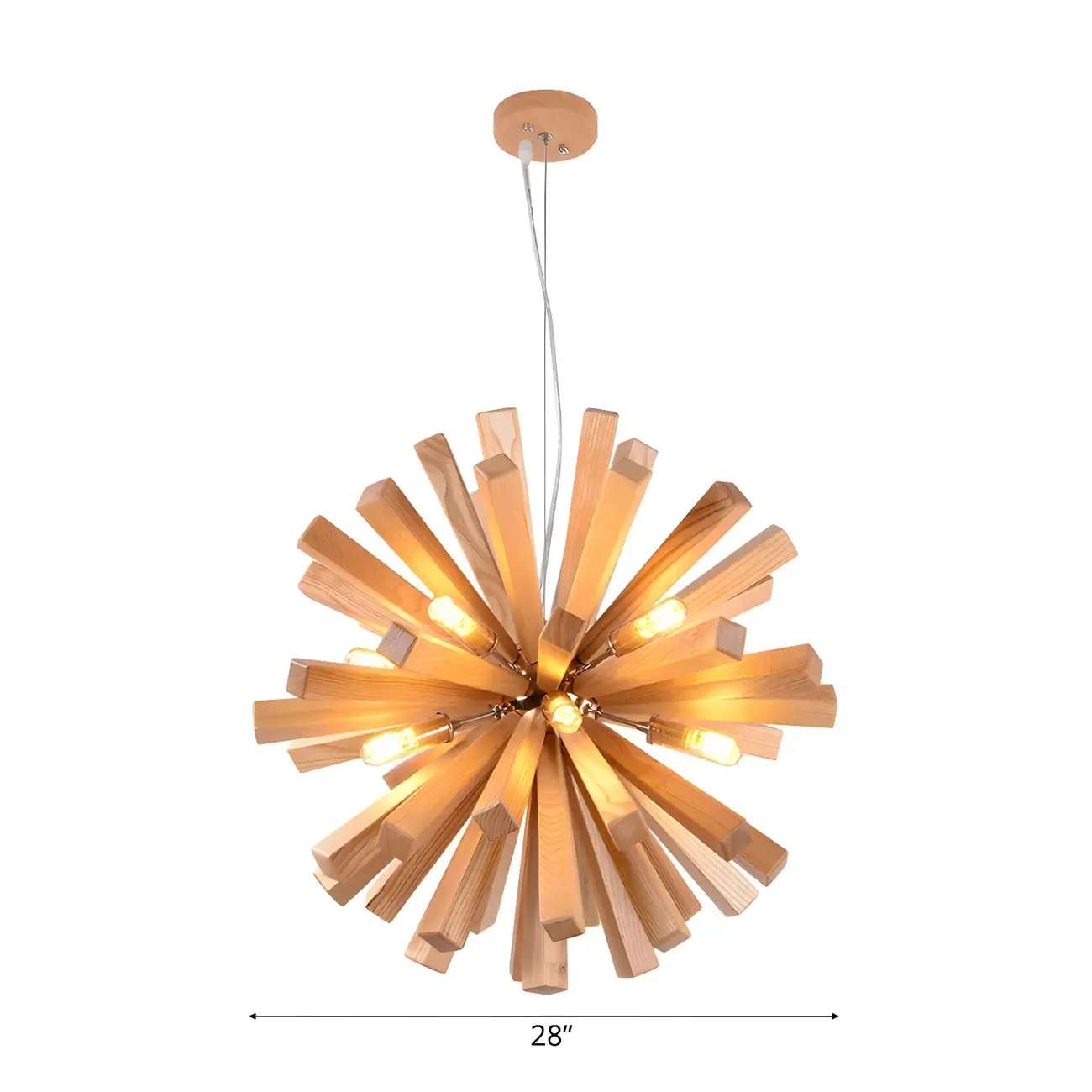 Modern Wood Starburst Chandelier for Dining Room Image - 6