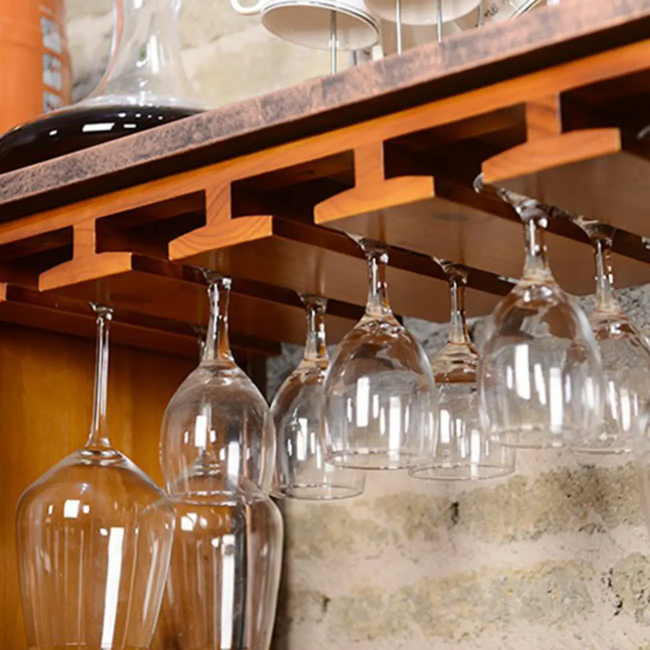 Industrial Metal Wine Rack Floor Design for Bottles & Glasses Image - 9 | homeyfad