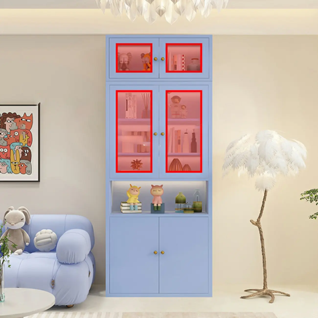 Modern White Wooden Adjustable Shelf Storage Display Cabinet Image - 8 | homeyfad