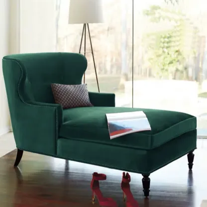 Wide back Solid Velvet Dual-Sided Arm Chaise Lounge Image - 1
