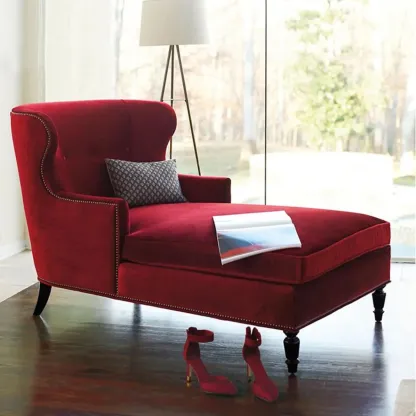 Wide back Solid Velvet Dual-Sided Arm Chaise Lounge Image - 3