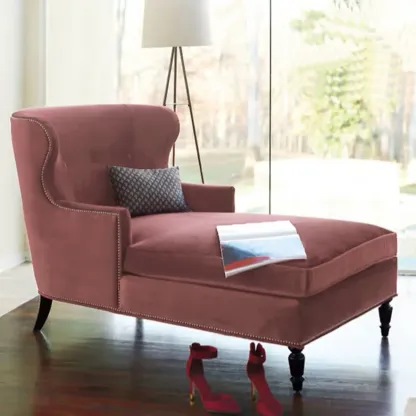 Wide back Solid Velvet Dual-Sided Arm Chaise Lounge Image - 4