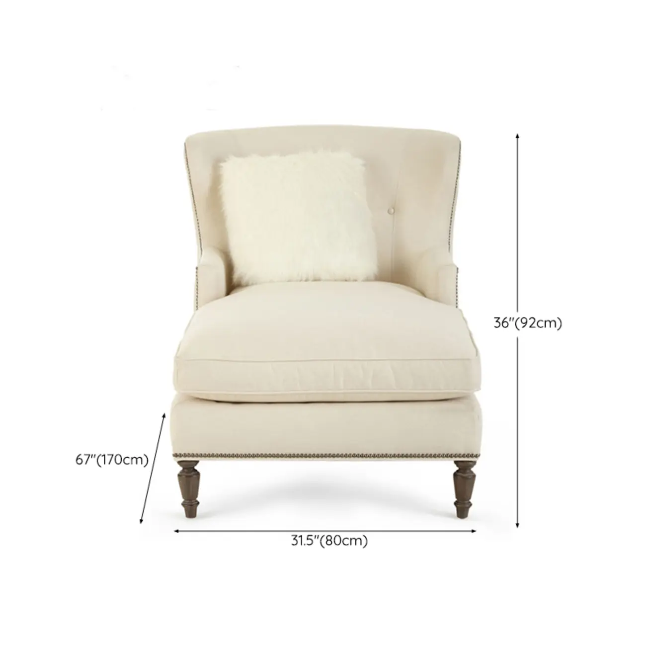 Wide back Solid Velvet Dual-Sided Arm Chaise Lounge #size | homeyfad