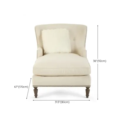 Wide back Solid Velvet Dual-Sided Arm Chaise Lounge #size